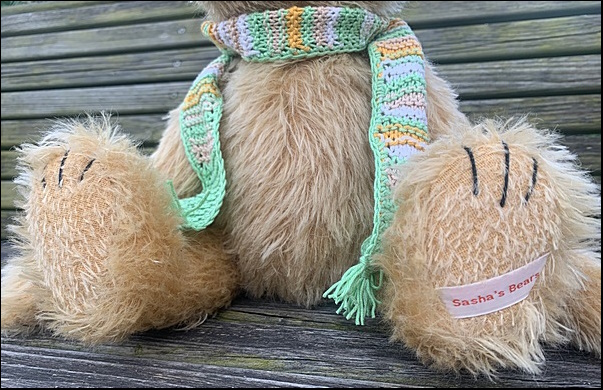 Edwyn' paw with Sasha's Bears label