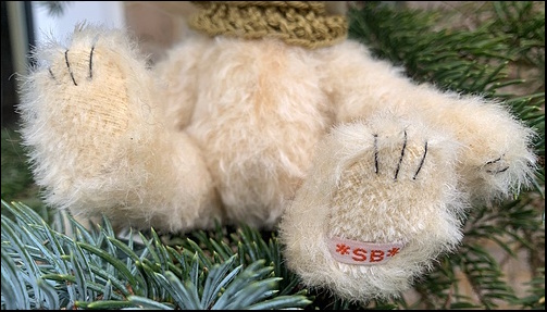 Jacob's paws with the SB label