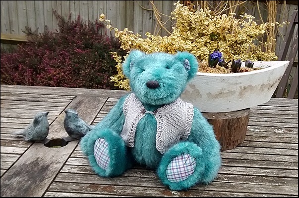 Christopher on the garden table