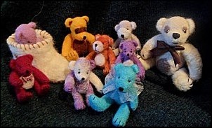 A group of recent felted bears and Spot